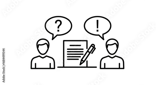 Business meeting discussion agreement contract negotiation question answer communication concept icon vector