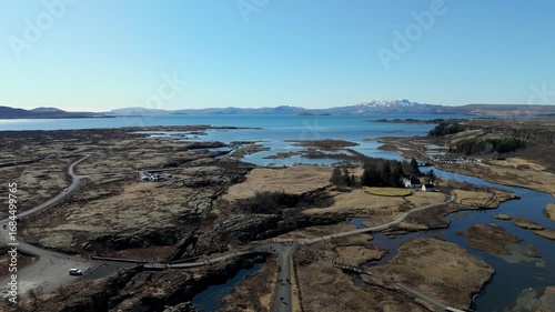 Wallpaper Mural Aerial wide angle view of the amazing break between tectonic plates in the Thingvellir National Park, Iceland Torontodigital.ca