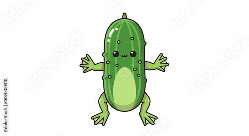 Delightful dill character with frog like legs and a cute expression bringing joy and amusement