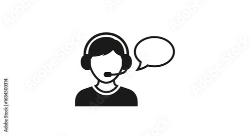 Customer service representative with headset and speech bubble vector illustration icon design