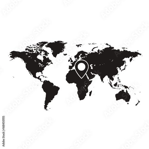 Global exploration pinpointing location on world map symbolizing travel and navigation