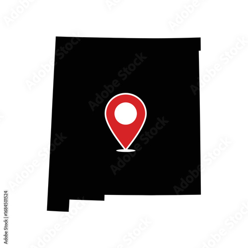 Geographic pinpoint within New Mexico state lines highlighting location concept illustration