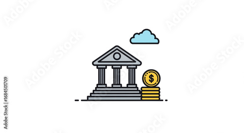 Bank finance building investment money savings account financial institution wealth management icon vector image