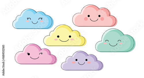 Cute Pastel Clouds with Happy Faces 2.