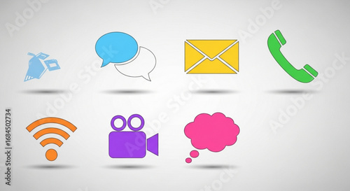 Communication icons set email phone wifi video chat vector graphic design for social media marketing concept