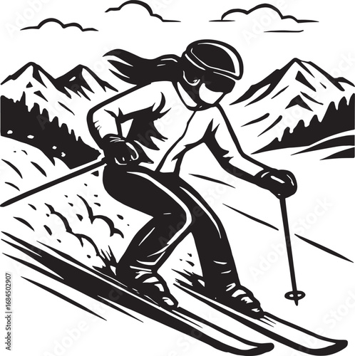 a woman skiing at the mountain