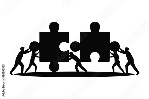 Teamwork and collaboration connecting puzzle pieces