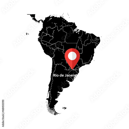 Rio de Janeiro spotlight South America destination with map pinpoint for travel inspiration