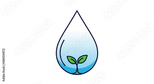 Water drop with plant vector illustration for environmental conservation and sustainability design element