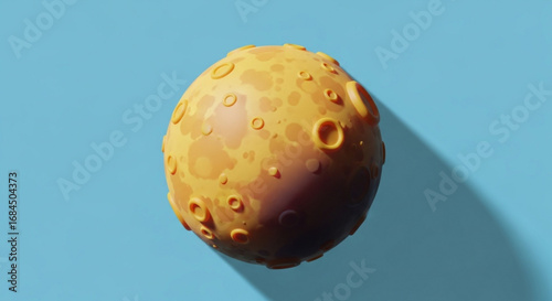 Yellow moon with craters 3d render astronomy space exploration celestial body planetary surface lunar landscape