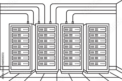 Network data center servers linear vector