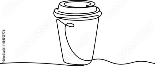 Minimalist Coffee Cup Line Art Drawing Illustration.