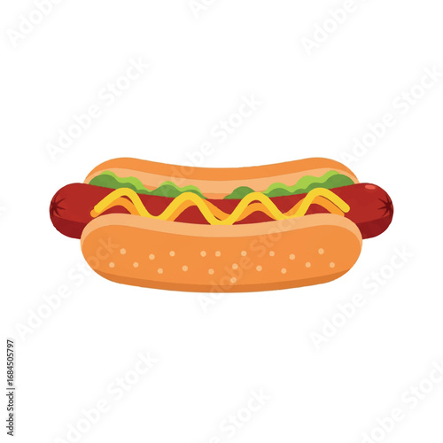 Delicious Hot Dog with Mustard and Ketchup.