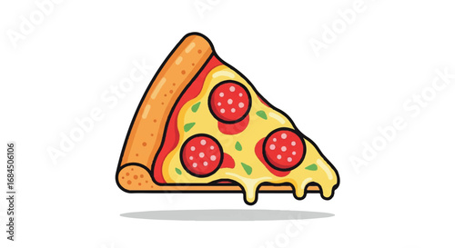 Delicious Pepperoni Pizza Slice Illustration.