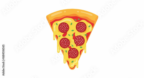 Delicious Pepperoni Pizza Slice with Melting Cheese 2.