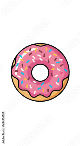 Delicious Pink Donut with Sprinkles.