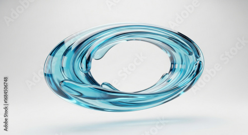 Abstract blue glass torus shape render for design element and artistic background with modern aesthetic look