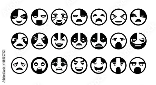 Diverse emotion representation through simple black and white symbolic facial expression design