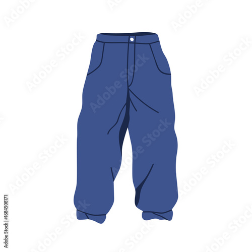 Baggy wide-leg pants. Loose oversized denim trousers with cuffs. Comfortable ...