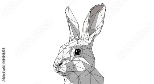 Geometric rabbit head illustration composed of polygonal shapes modern design artwork