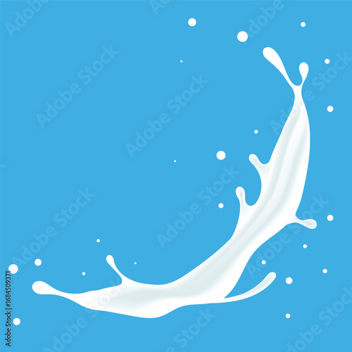 The pouring of milk creates splashes, small waves of milk