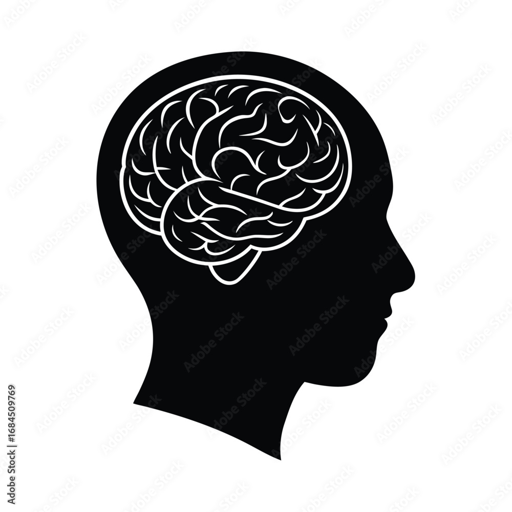 Obraz premium human brain head anatomy drawing