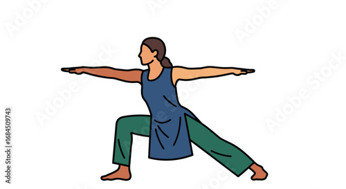 Woman gracefully performing Warrior II pose for strength and inner balance yoga