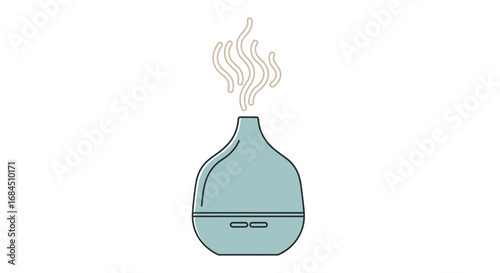 Minimalist illustration of an essential oil diffuser releasing a soothing vapor cloud
