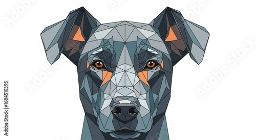 Geometric polygon style vector illustration of dog's head against a white background