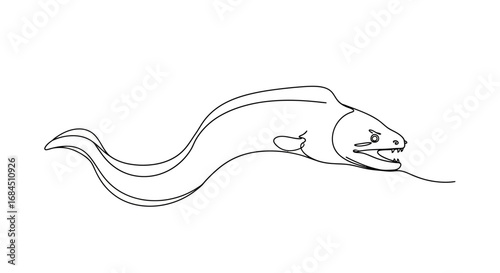 Eel marine life aquatic vector line art depiction for design embellishment