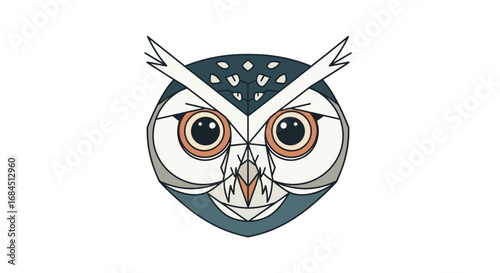 Stylized owl face illustration with geometric shapes and sharp lines a digital artwork