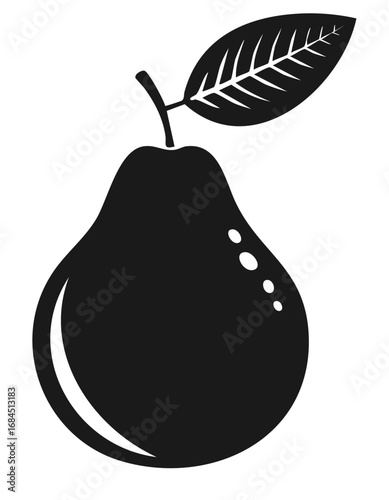Guava Fruit Vector Logo in Minimalist Black and White, Ideal for Modern Branding and Visual Identity
