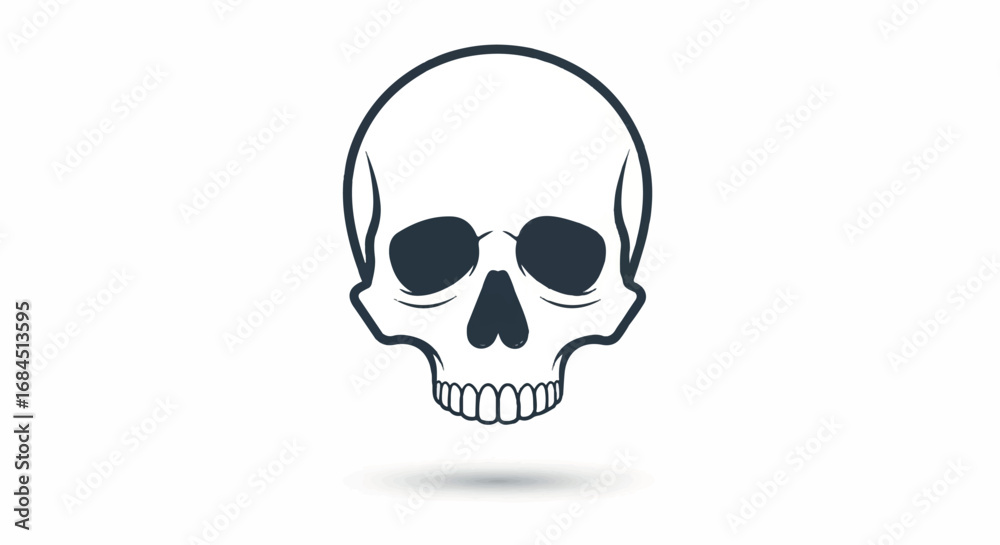 Fototapeta premium Human Skull Outline Illustration on White Background.
