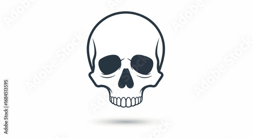Human Skull Outline Illustration on White Background.