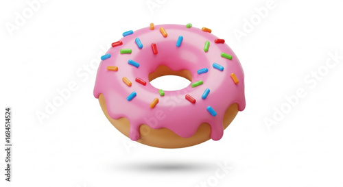 Delicious pink donut with colorful sprinkles bakery sweet treat dessert glazed donut food photography yummy donut