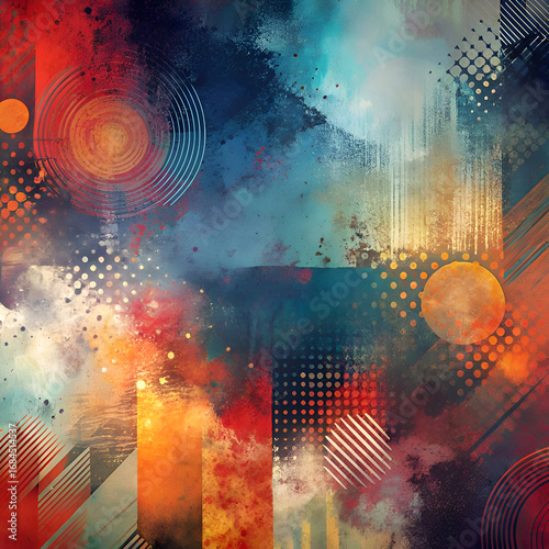 Abstract Geometric Shapes Colorful Digital Art