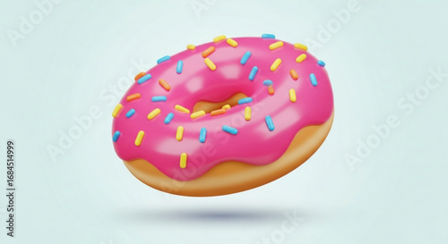 Delicious pink frosted donut with sprinkles bakery dessert sweet treat confectionery food doughnut shop item
