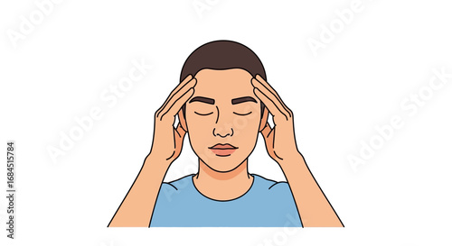 Man with Head in Hands, Illustrating Stress, Anxiety, or Intense Concentration
