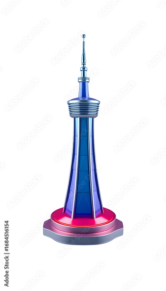 Fototapeta premium Futuristic Observation Tower with Blue and Purple Accents