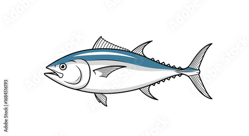A captivating illustration of a tuna fish gracefully swimming on a white backdrop