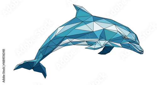 Geometric rendition of a leaping dolphin using a tessellated polygonal mosaic