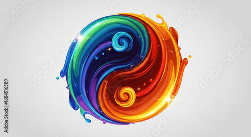 Yin yang symbol art colorful illustration harmony balance concept spiritual design energy flow artwork