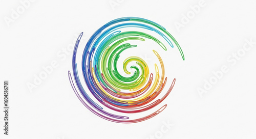 Colorful rainbow spiral swirl design graphic illustration art abstract background vibrant spectrum creative effect