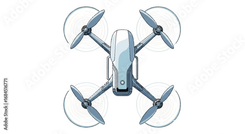 Modern Drone Quadcopter Flying Device.