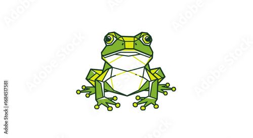 Geometric green frog illustration, showcasing a modern polygon design approach creating a stylish