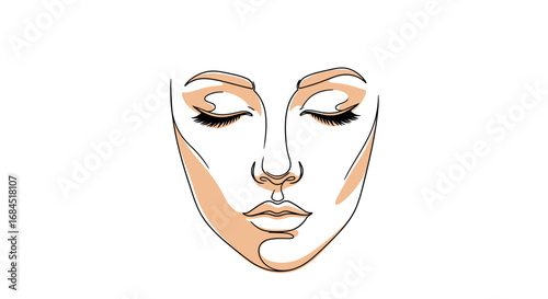 Minimalist visage illustration capturing serene feminine elegance in a modern artwork design
