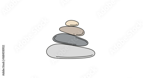 Peaceful stones stacked conveying harmony and balance in a minimalistic style illustration