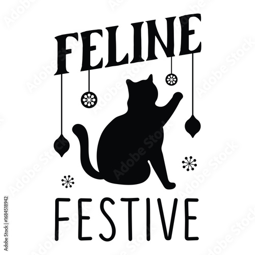 Feline Festive Christmas Silhouette Design with a Cat