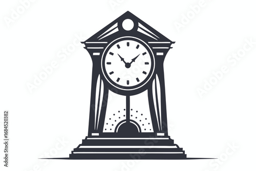 Antique Tall Case Clock Silhouette Icon on White Background Isolated
