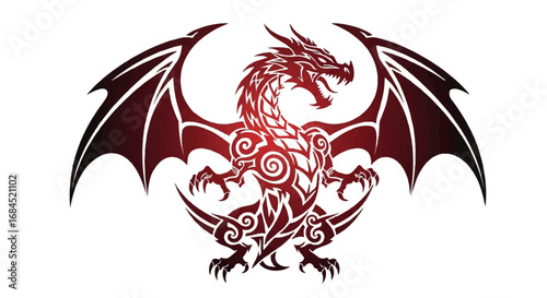 Red Dragon Tribal Tattoo Design.